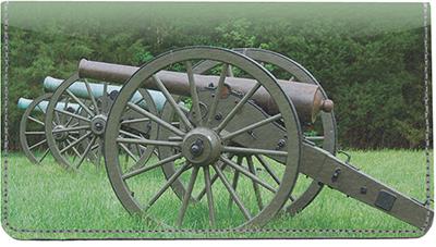 Civil War Cannons Leather Checkbook Cover