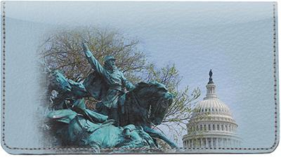 Civil War Statues Leather Checkbook Cover