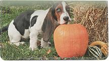 Active Basset Hounds Leather Checkbook Cover