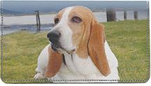 Basset Hounds Near The Beach Leather Checkbook Cover