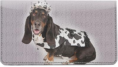 Silly Basset Hounds Leather Checkbook Cover