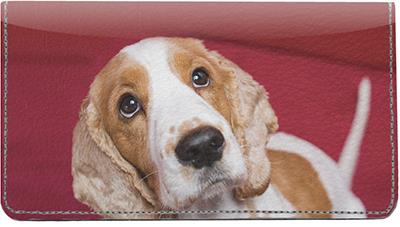 Cocker Spaniel Closeup Leather Checkbook Cover