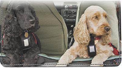 Cocker Spaniel Friends Leather Checkbook Cover