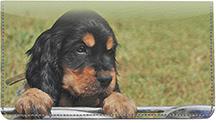 Rugged Cocker Spaniels Leather Checkbook Cover