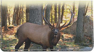 Elk In The Forest Leather Checkbook Cover