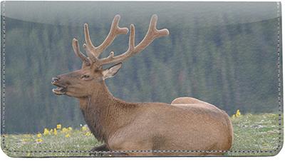 Resting Elk Leather Checkbook Cover