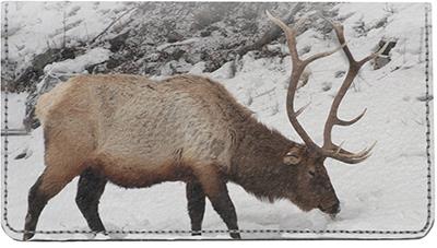 Winter Elk Leather Checkbook Cover