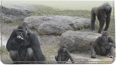 Gorilla Families Leather Checkbook Cover