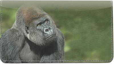 Majestic Gorillas Leather Checkbook Cover