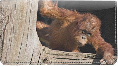 Baby Orangutan Leather Checkbook Cover