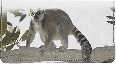 Perching Lemurs Leather Checkbook Cover