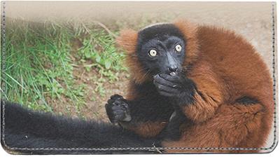 Curious Lemur Leather Checkbook Cover