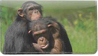 Chimp Couple Leather Checkbook Cover