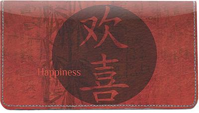 Chinese Blessing Leather Checkbook Cover
