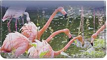 Pink Flamingos Leather Checkbook Cover