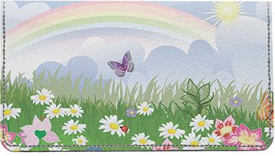Rainbow Landscape Leather Checkbook Cover
