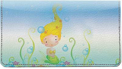 Mermaid Children Leather Checkbook Cover