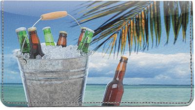 Bucket of Beer Leather Checkbook Cover
