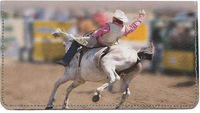 Bronc Riding Leather Checkbook Cover