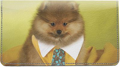 Proud Pomeranians Leather Checkbook Cover