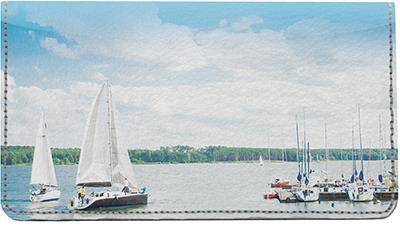 Classic Sailboats Leather Checkbook Cover