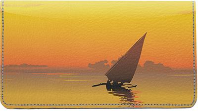 Sail Into The Sunset Leather Checkbook Cover