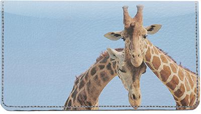 Giraffe Couples Leather Checkbook Cover