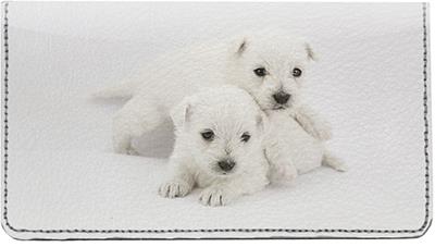 Westie Puppies Leather Checkbook Cover