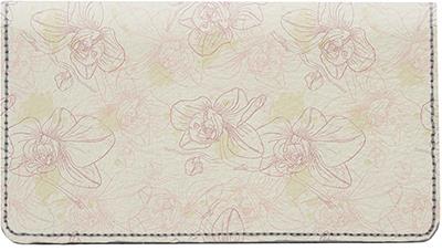 Orchid Pattern Leather Checkbook Cover