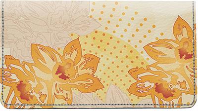 Vintage Orchids Leather Checkbook Cover