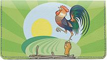 Rooster Illustrations Leather Checkbook Cover