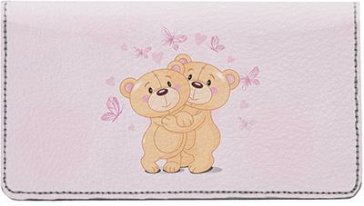 Romantic Teddy Bears Leather Checkbook Cover