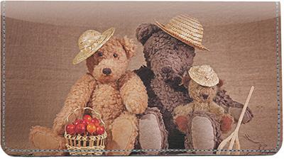 Active Teddy Bears Leather Checkbook Cover