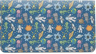 Space Objects Leather Checkbook Cover