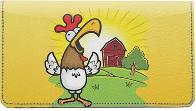 Goofy Roosters Leather Checkbook Cover
