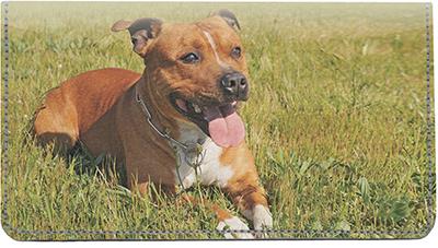 Pitbulls In The Park Leather Checkbook Cover