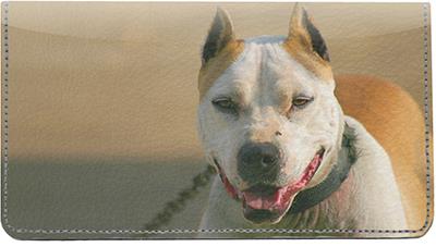 Pitbull Guard Dogs Leather Checkbook Cover