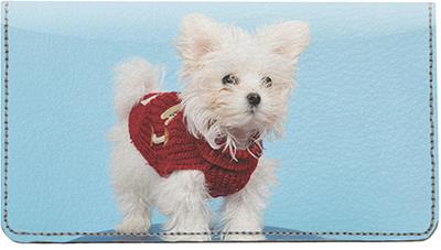 Cute Maltese Leather Checkbook Cover