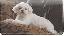 Comfy Maltese Leather Checkbook Cover