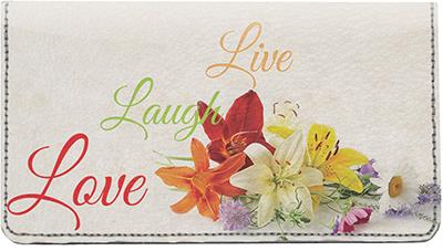 Live Laugh Love II Leather Checkbook Cover
