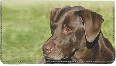 Chocolate Lab Relaxing Leather Checkbook Cover