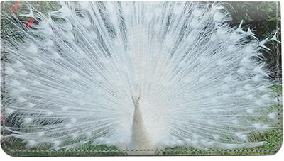 Albino Peacock Leather Checkbook Cover