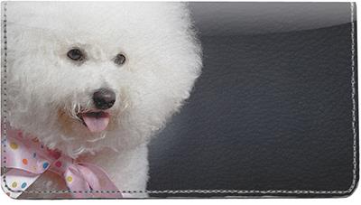 Bichon Frise Portrait Leather Checkbook Cover