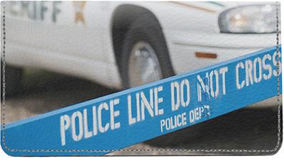 Police Line Leather Checkbook Cover