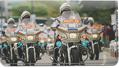 Police Motorcycles Leather Checkbook Cover