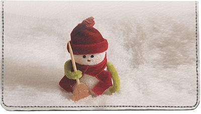 Toy Snowman Leather Checkbook Cover