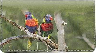 Parrot Couples Leather Checkbook Cover