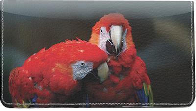 Parrots In Love Leather Checkbook Cover