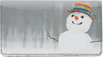 Happy Snowmen Leather Checkbook Cover