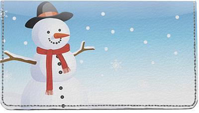 Classic Snowman Leather Checkbook Cover
